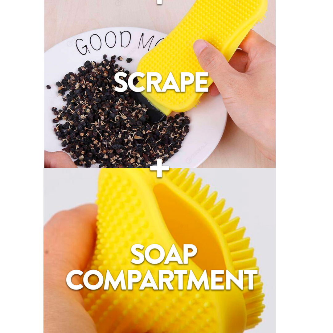 Kitchen Countertop Silicone Cleaning Brush With Scraper